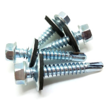 Hexagon Flange Head self drilling roofing screw with rubber washer